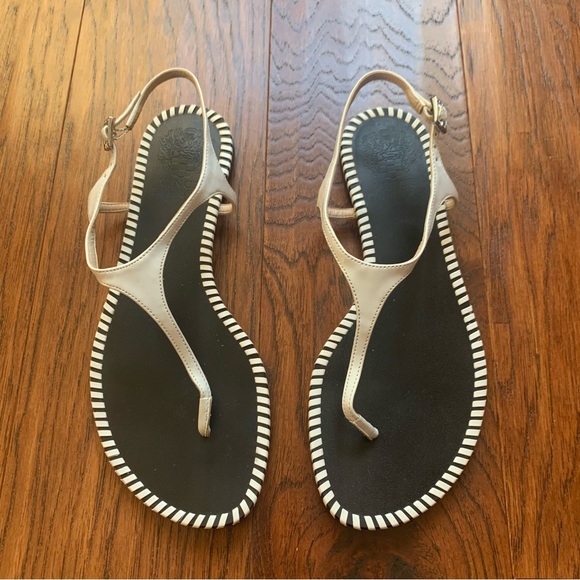 Vince Camuto Black and White Stitch Sandal- Size 6.5 - Picture 2 of 8